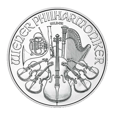 A picture of a 1 oz Austrian Philharmonic Silver Coin (2025)